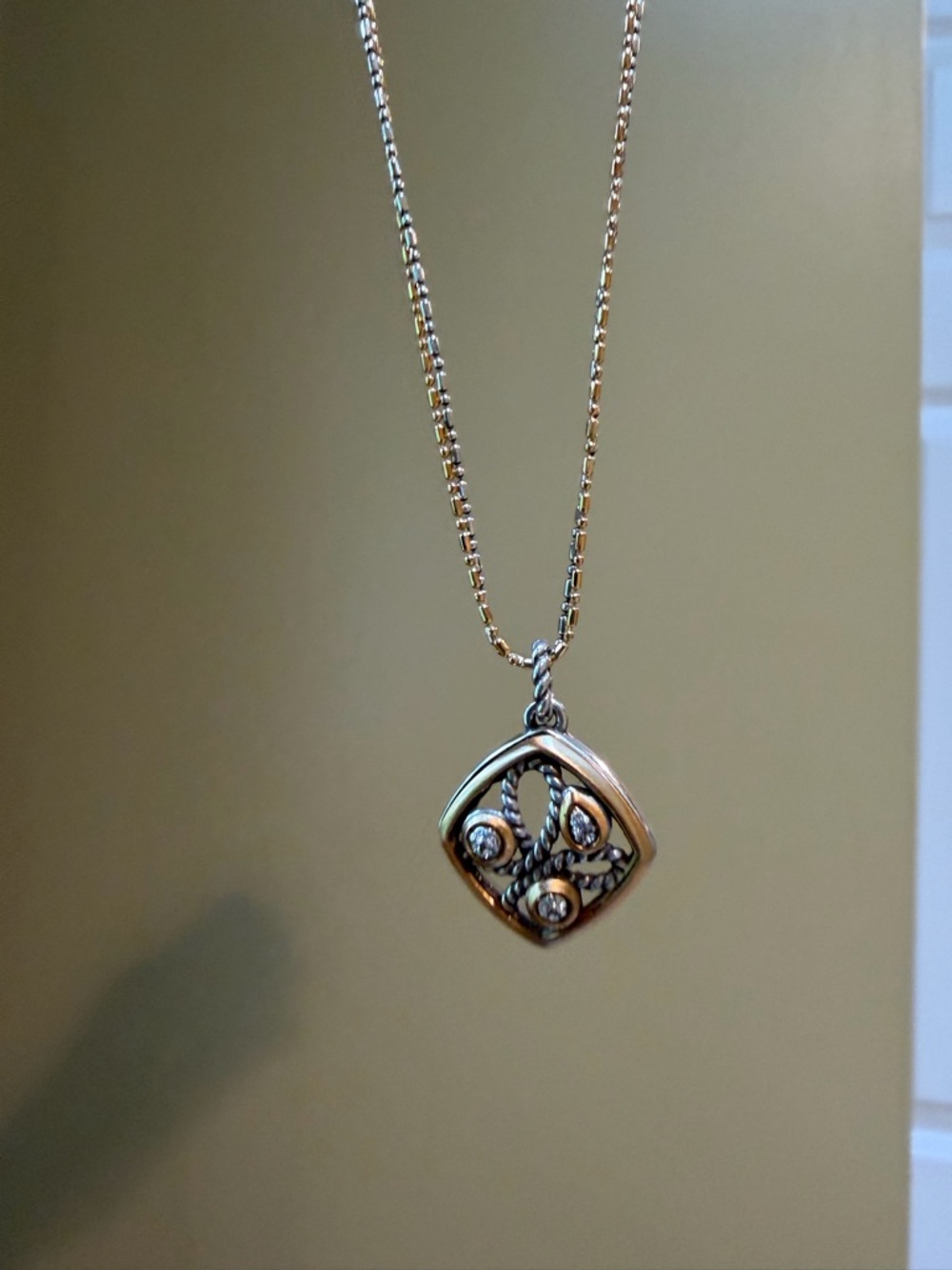 Brighton Two Tone Crystal Pendant Necklace with Coordinating Tri-Color Earrings - Picture 3 of 10